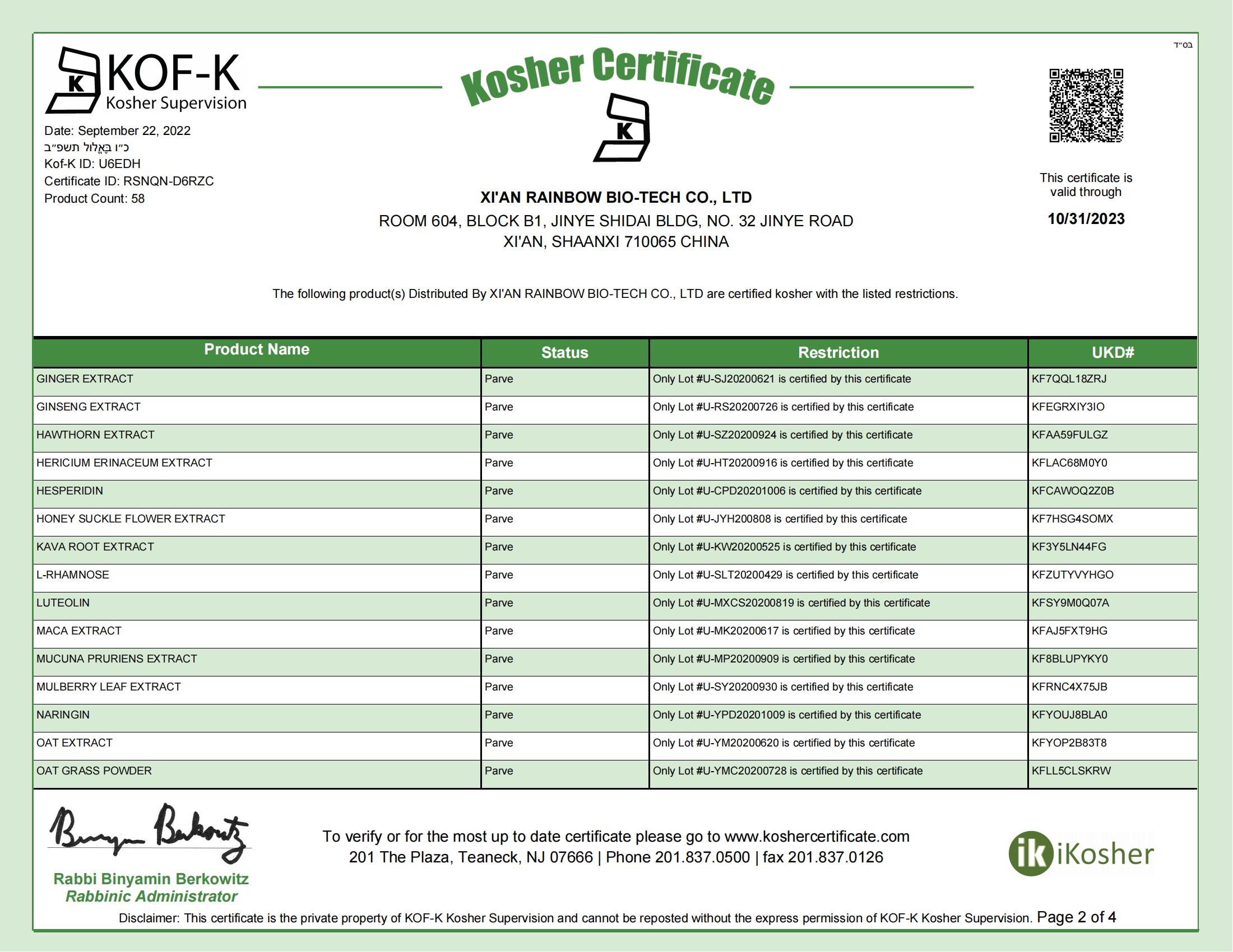 KOF-K KOSHER CERT-PL - XI'AN RAINBOW 2022_01