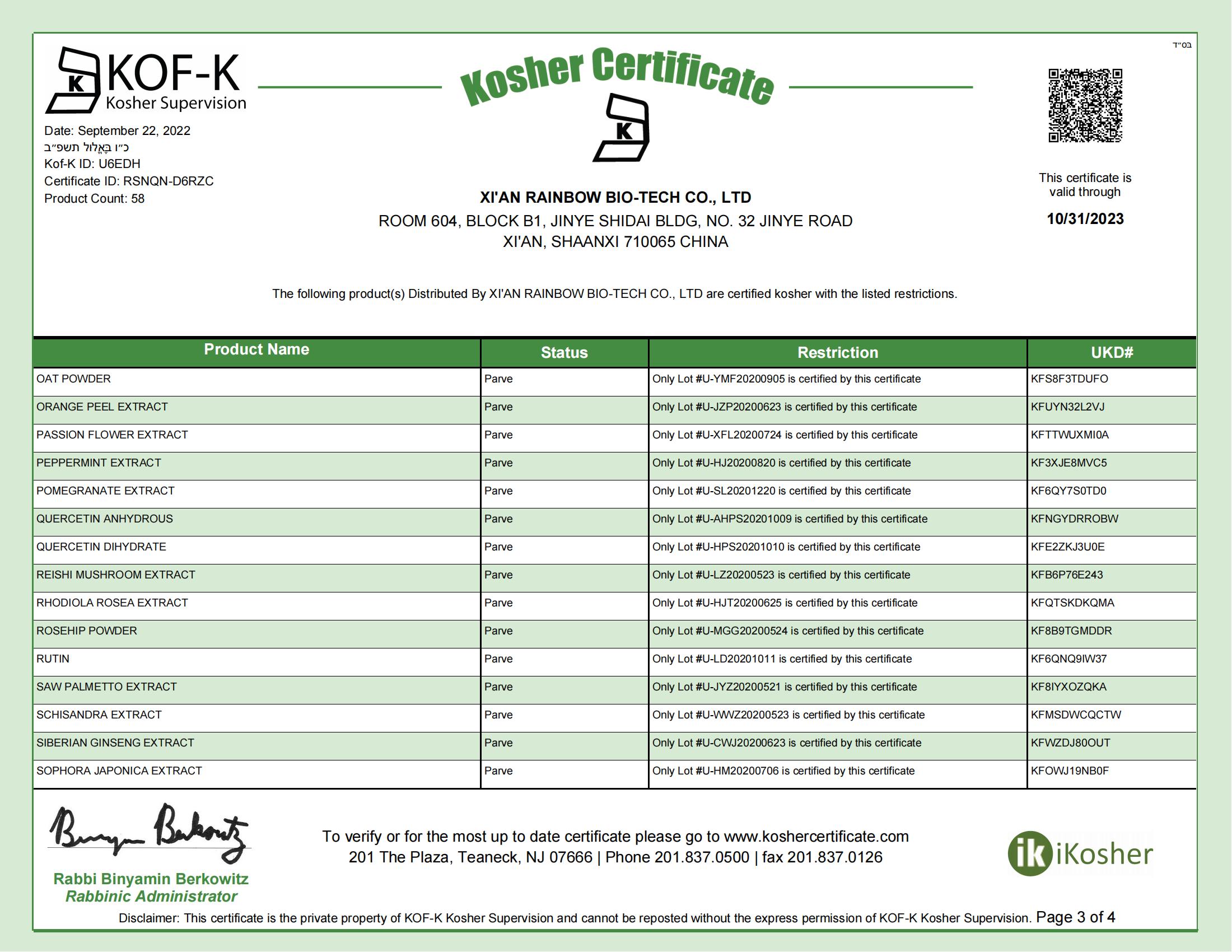 KOF-K KOSHER CERT-PL - XI'AN RAINBOW 2022_02