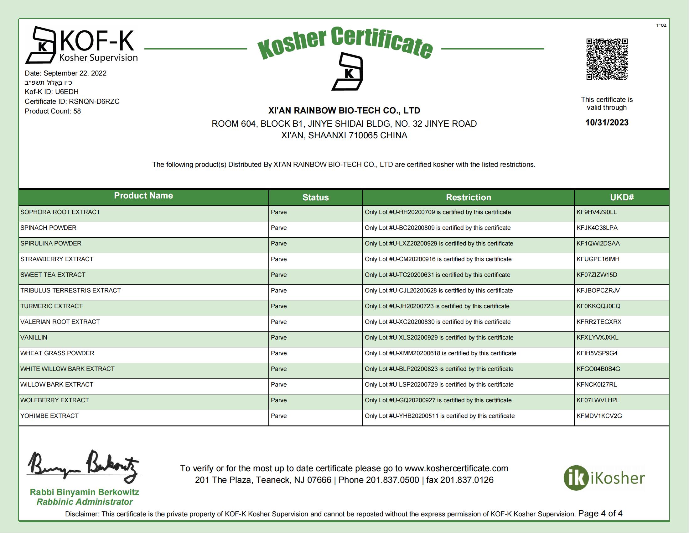 KOF-K KOSHER CERT-PL - XI'AN RAINBOW 2022_03